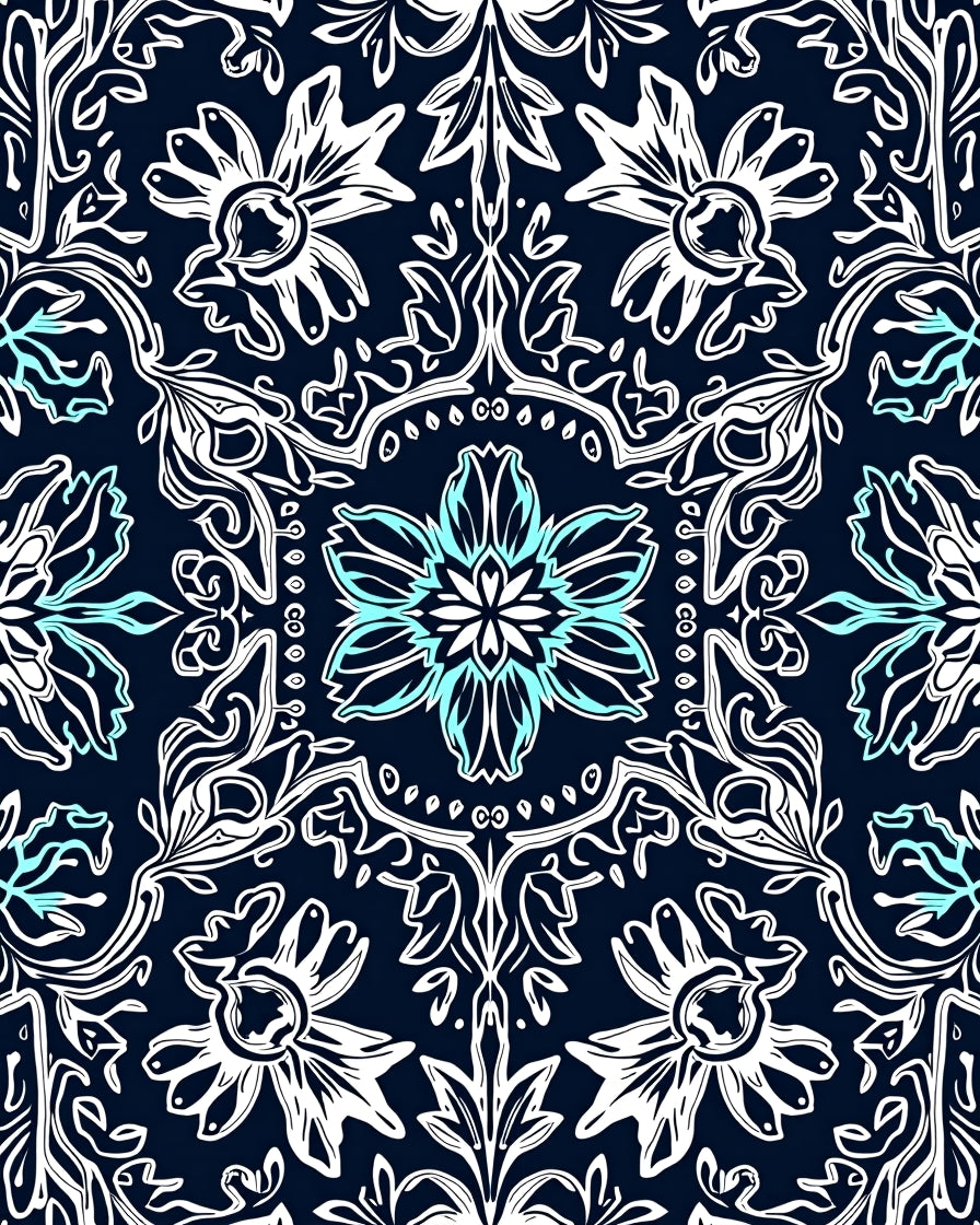 Modern Floral Outline Pattern Rug