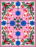 Bold Pink Floral Blossom Medallion Rug