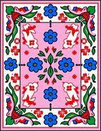 Bold Pink Floral Blossom Medallion Rug