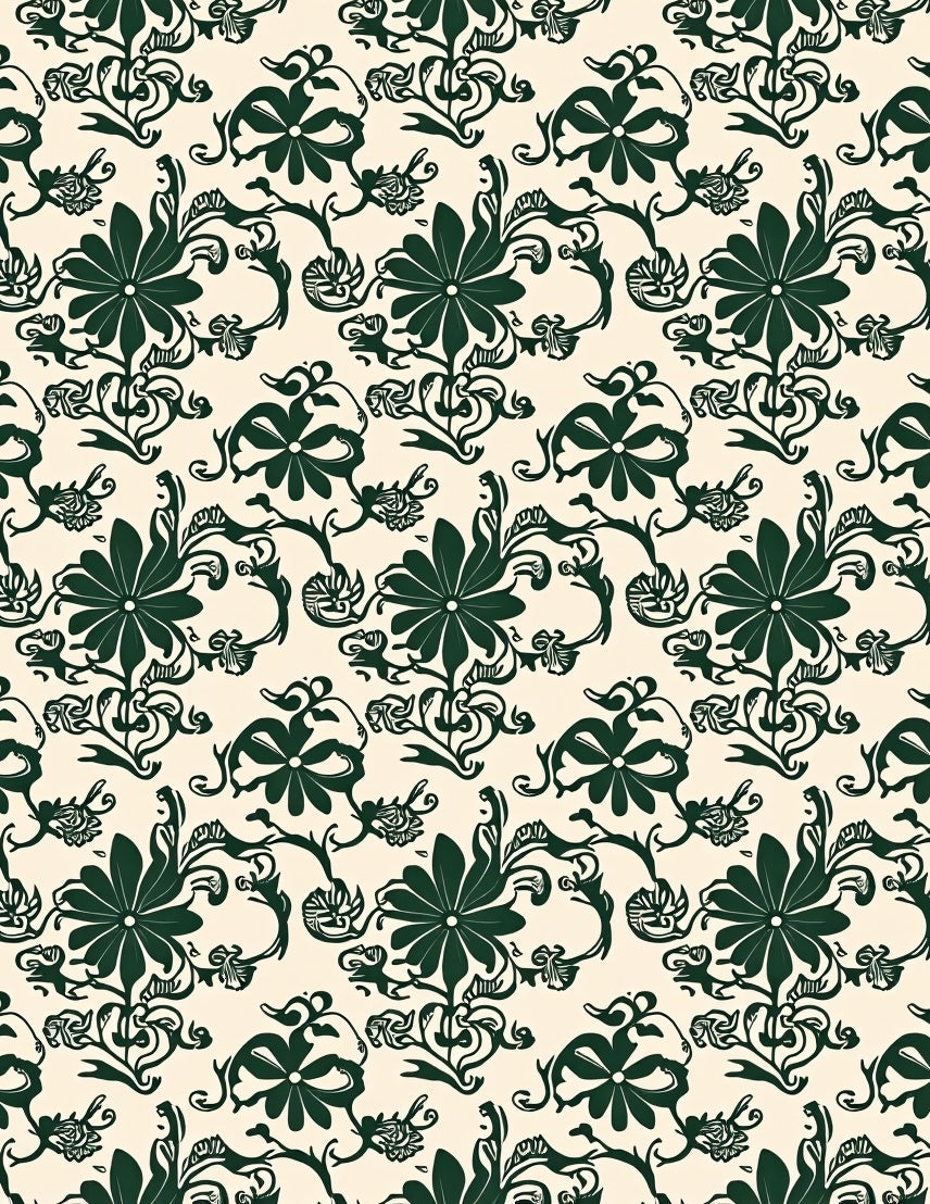 Ornate Floral Vine Pattern Rug