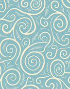 Coastal Swirls And Leaf Pattern Rug