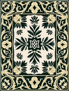 Ornate Floral Border Graphic Design Rug