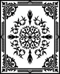 Intricate Floral Bordered Black Rug