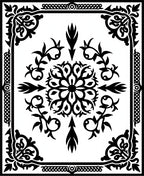 Intricate Floral Bordered Black Rug