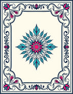 Floral Frame Medallion Design Rug