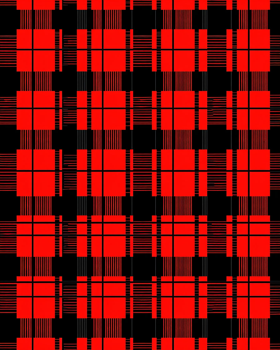 Bold Red Black Plaid Pattern Design Rug