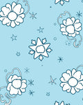 Whimsical White Floral Starry Sky Rug