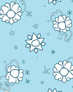 Whimsical White Floral Starry Sky Rug