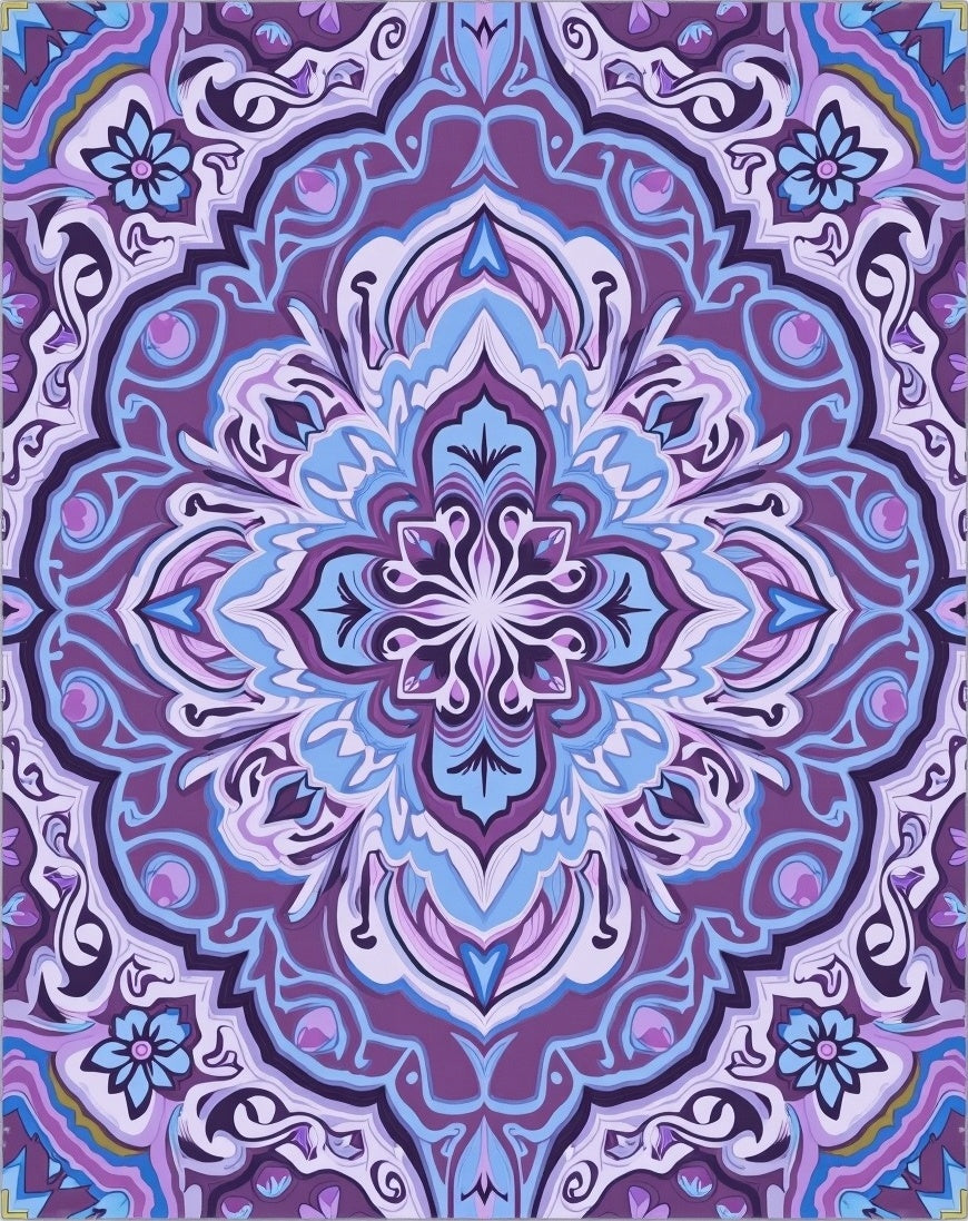 Intricate Mandala Floral Pattern Rug