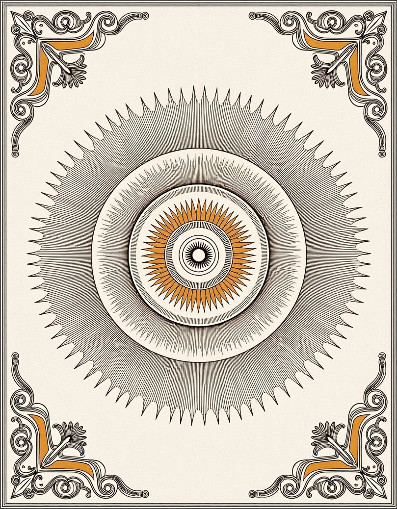 Sunburst Ornament With Orange Accents Rug