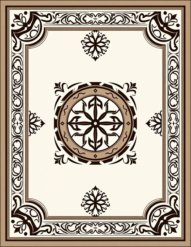 Ornate Central Medallion Filigree Frame Rug