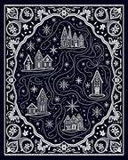 Whimsical White Village Snowflake Rug