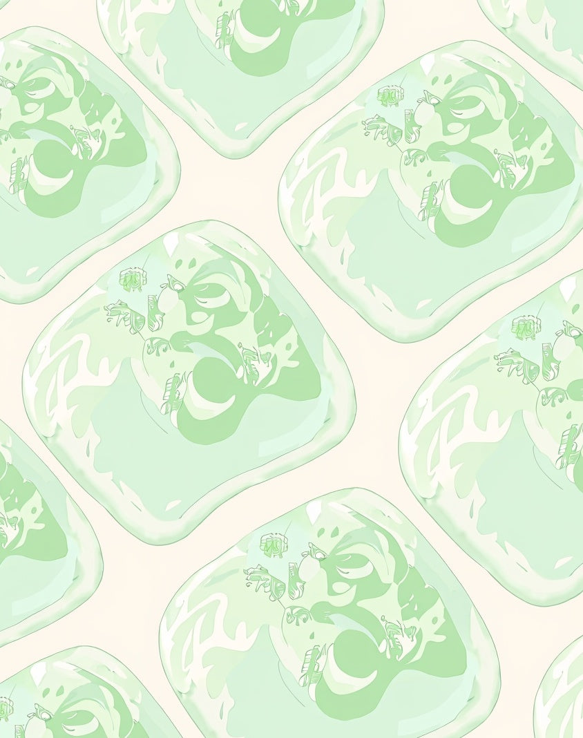 Abstract Green Organic Shapes Pattern Rug