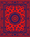 Bold Red Mandala And Scroll Pattern Rug