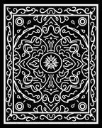 Ornate Black White Mandala Pattern Rug