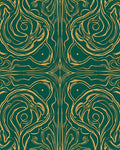 Art Nouveau Gold Emerald Swirl Design Rug