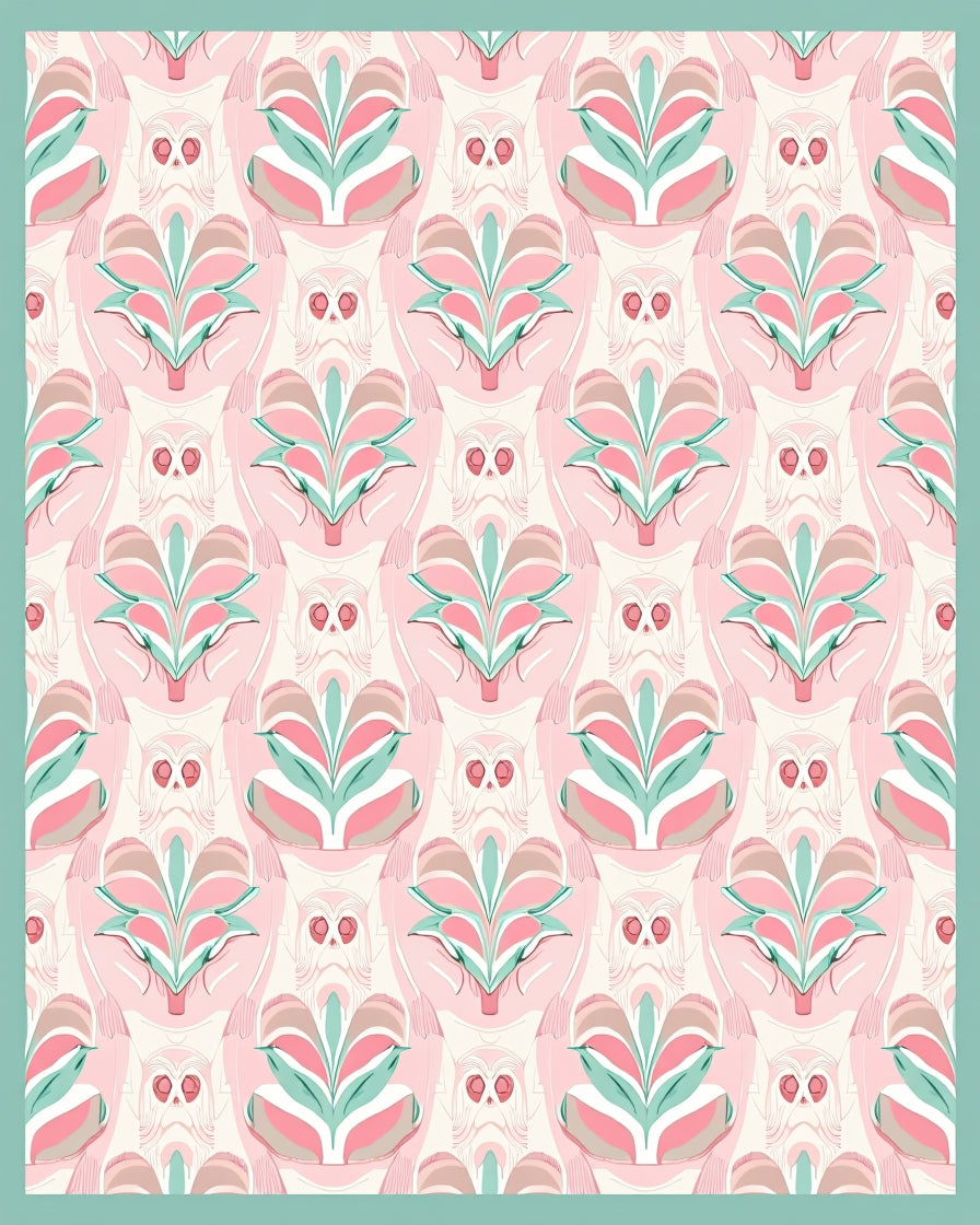 Art Deco Owl Floral Pattern Rug