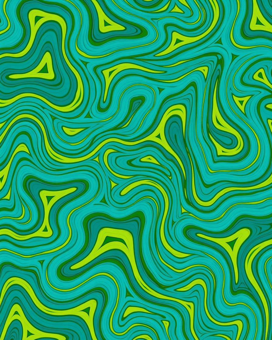 Turquoise Lime Swirl Pattern Rug