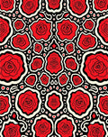 Bold Red Rose Patterned Design Rug