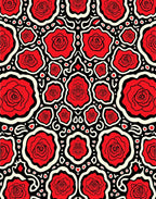 Bold Red Rose Patterned Design Rug