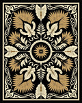 Elegant Gold Leaf Floral Motif Rug