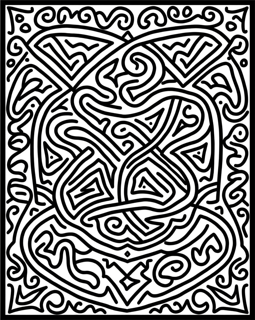 Bold Black White Abstract Pattern Rug