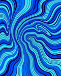 Cool Blue Wavy Stripes Pattern Rug