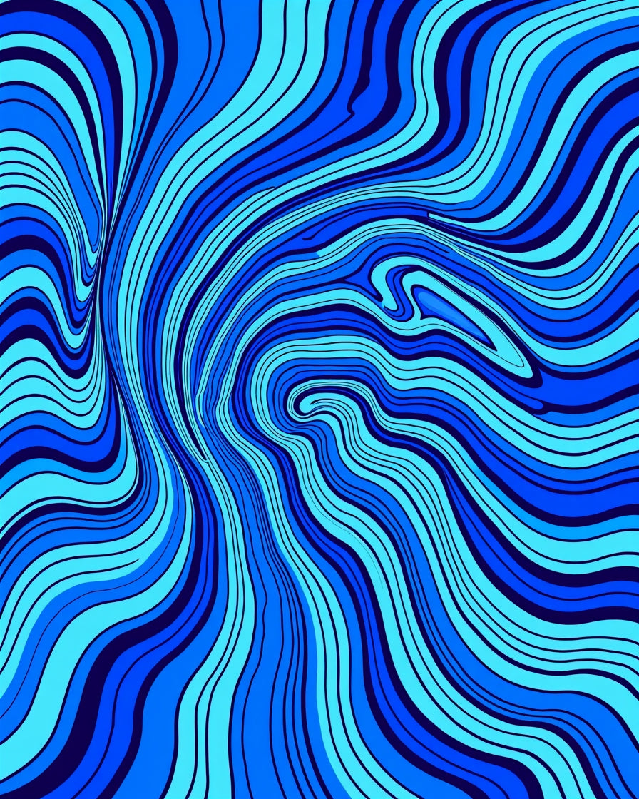 Cool Blue Wavy Stripes Pattern Rug