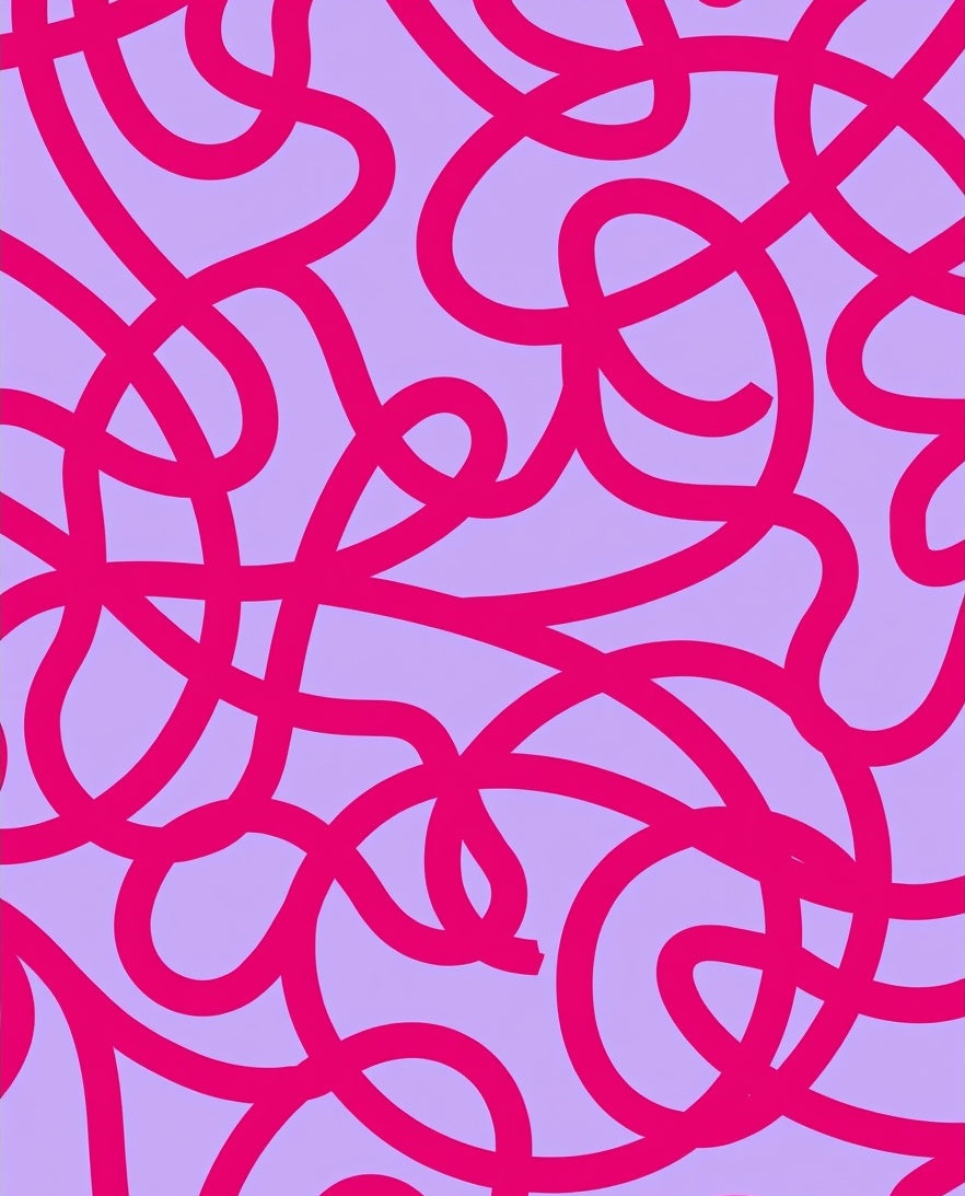 Modern Abstract Pink Swirls Rug