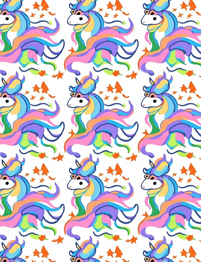Whimsical Unicorn Star Pattern Design Rug