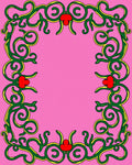 Whimsical Pink Green Red Floral Border Rug