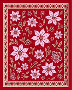 Crimson Pink Floral Botanical Garden Rug