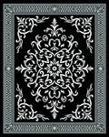 Classic Black White Floral Scroll Design Rug