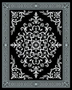 Classic Black White Floral Scroll Design Rug