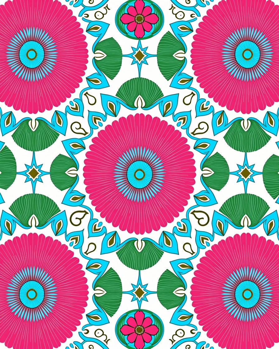 Bright Floral Mandala Pattern Rug