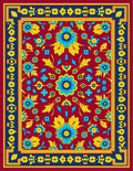 Vibrant Floral Medallion With Geometric Border Rug