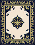 Navy Gold Intricate Floral Scroll Rug