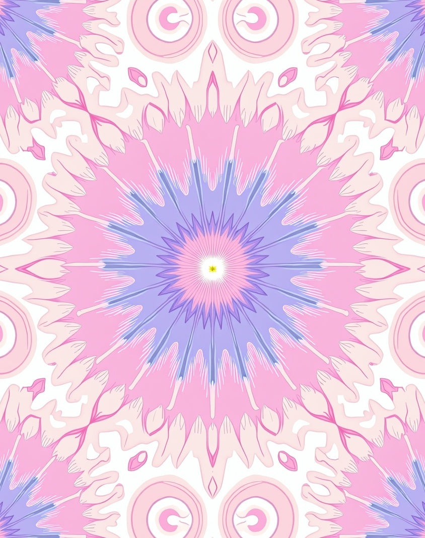 Pastel Floral Sunburst Pattern Rug