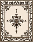 Elegant Floral Centerpiece Border Design Rug