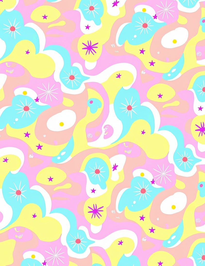 Playful Pastel Abstract Shapes Rug