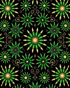 Green Gold Starburst Mandala Rug