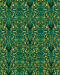 Rich Emerald Amber Floral Scroll Pattern Rug