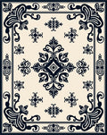 Classic Midnight Bloom Scroll Design Rug