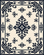 Classic Midnight Bloom Scroll Design Rug