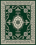 Green Floral Medallion Traditional Framed Rug
