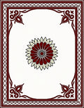Crimson Floral Crested Geometric Rug