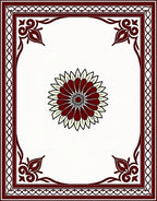 Crimson Floral Crested Geometric Rug