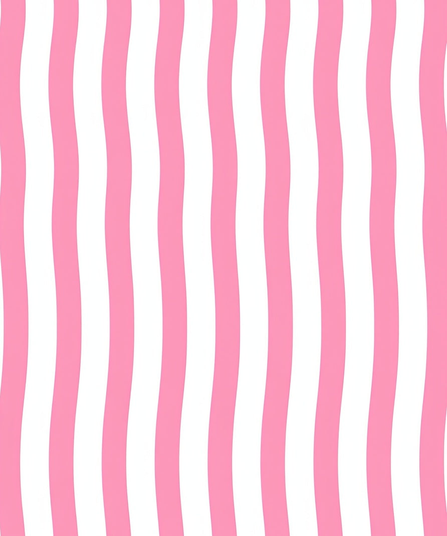Pink and White Wavy Stripe Design Rug