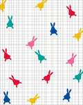 Playful Bunny Pattern Grid Design Rug