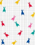 Playful Bunny Pattern Grid Design Rug